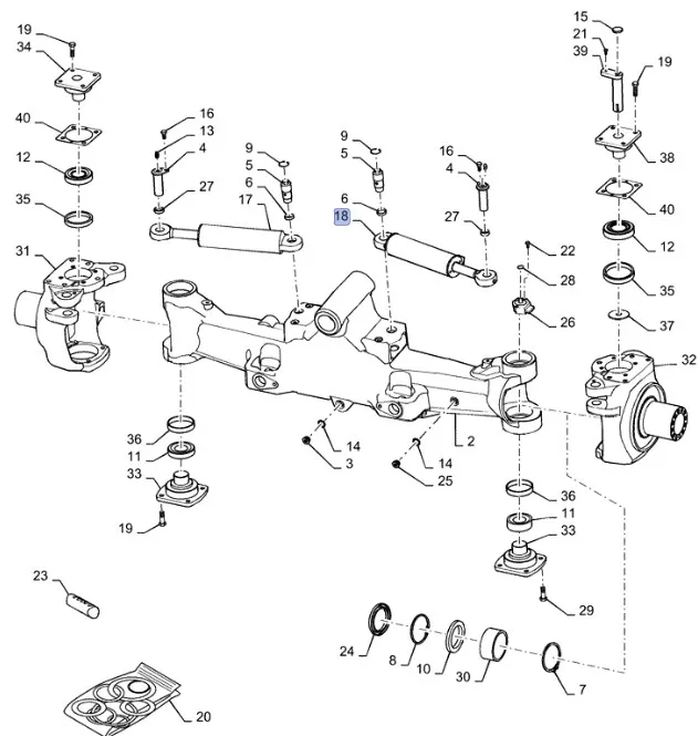 87674620 - Цилиндр прав. рул. моста пер. DS 5кл. TGT8./Mg.